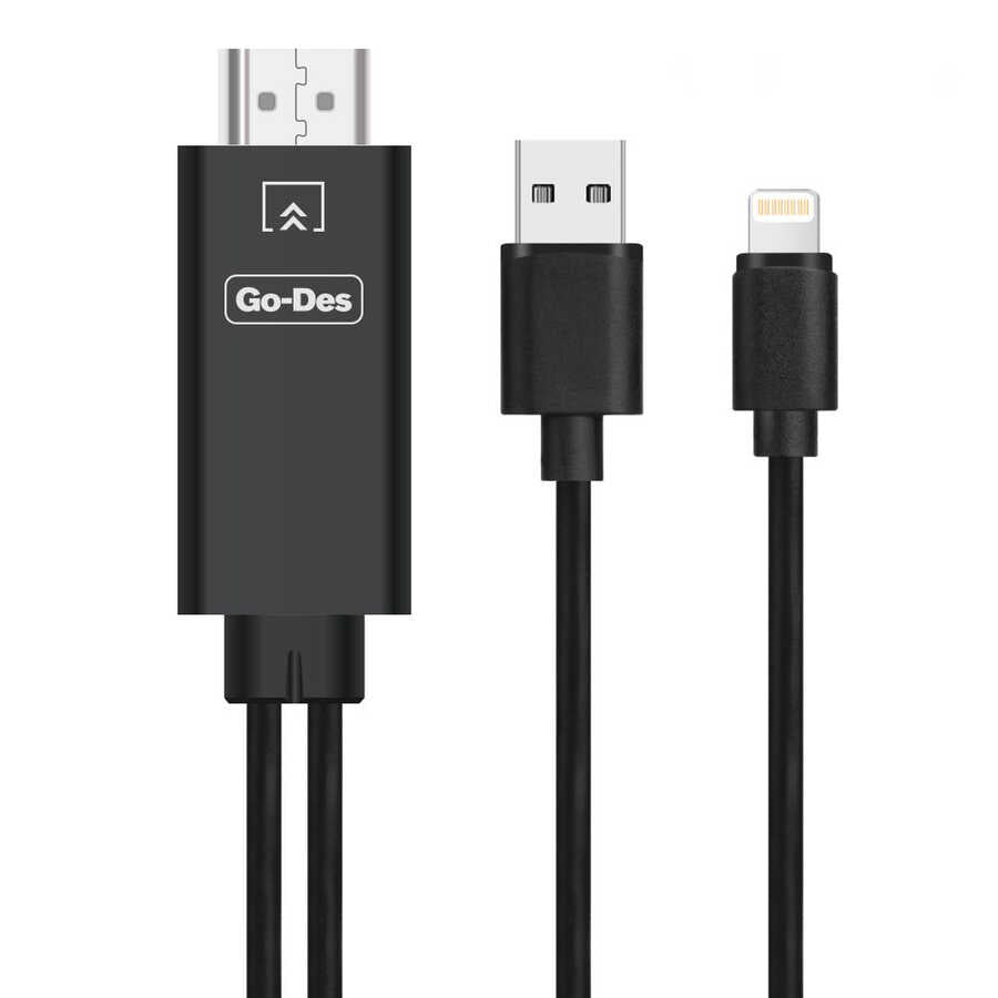 Go-Des GD-HM806 Lightning To HDMI Kablo 1.8 Metre - 1 Go-Des GD-HM806 Lightning To HDMI Kablo 1.8 Metre - 1